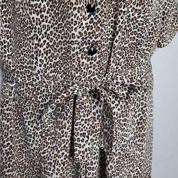 VINTAGE 90s cheetah animal print short‎ sleeve button up shirt dress volup 2X - Picture 4 of 10